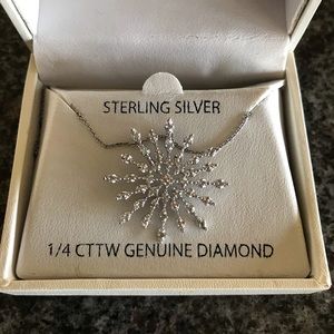 1/4 Genuine diamond sterling silver starburst